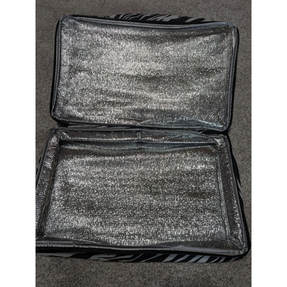 Insulated Food Carrier Large Black Zebra Print Thermal Picnic Bag Cold - Hot